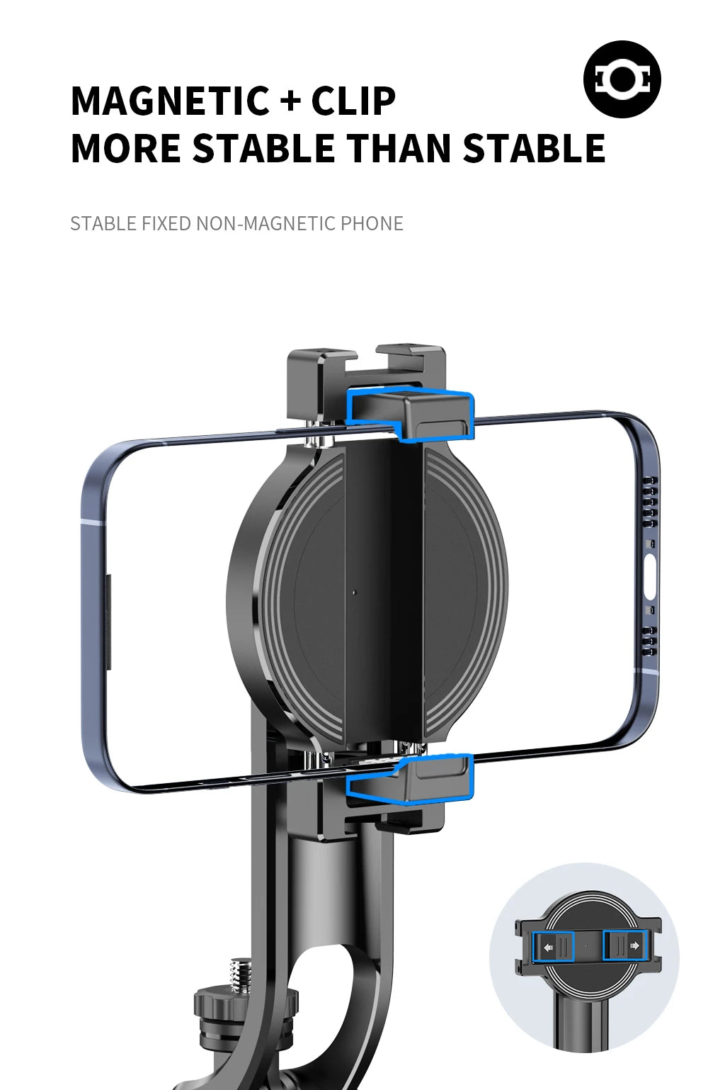 Magnetic Selfie Stick Tripod for iPhone 12-16 Pro Max Travel Stand with Magsafe Phone Clamp for Android Smartphone