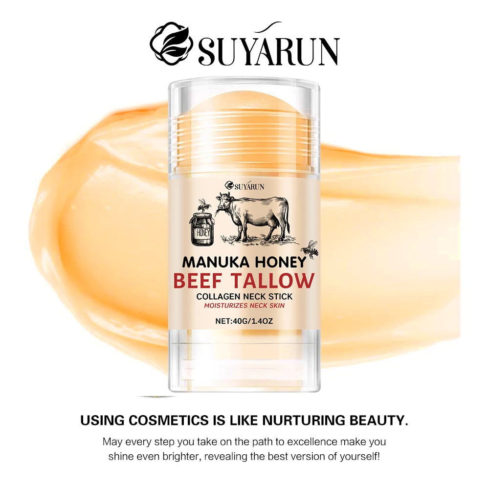 SUYARUN Honey Tallow Neck Care Cream Stick – Deep Moisturizing & Nourishing for Dry Rough Neck Skin