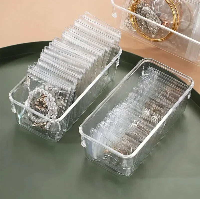 Wholesale PVC Self Sealed Bags for Jewelry Earrings Necklace Rings Storage Package Bag Organizer Dust-proof Anti-oxidation Pouch