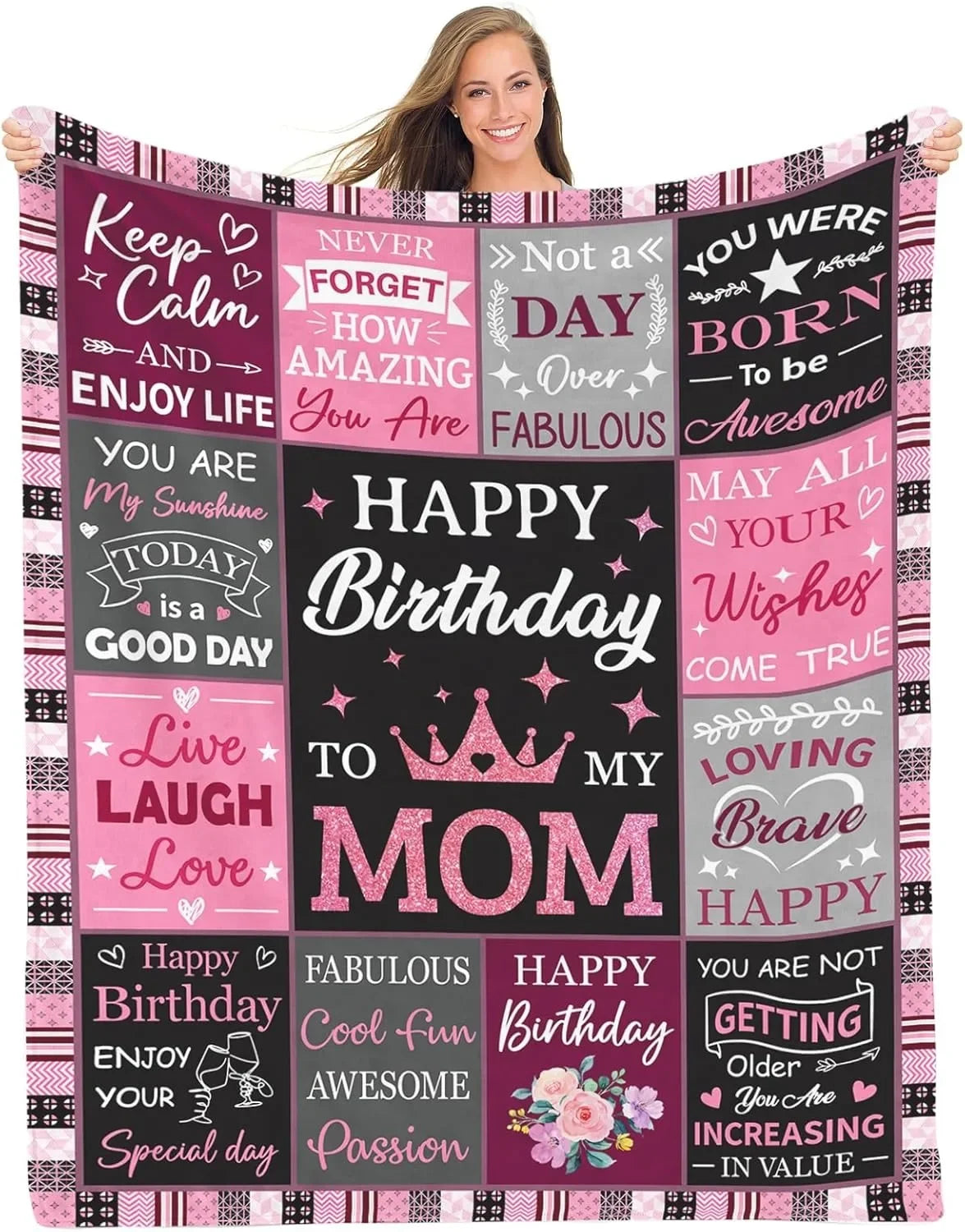 Gift for Mom Flannel Throw Blanket with Loving Message