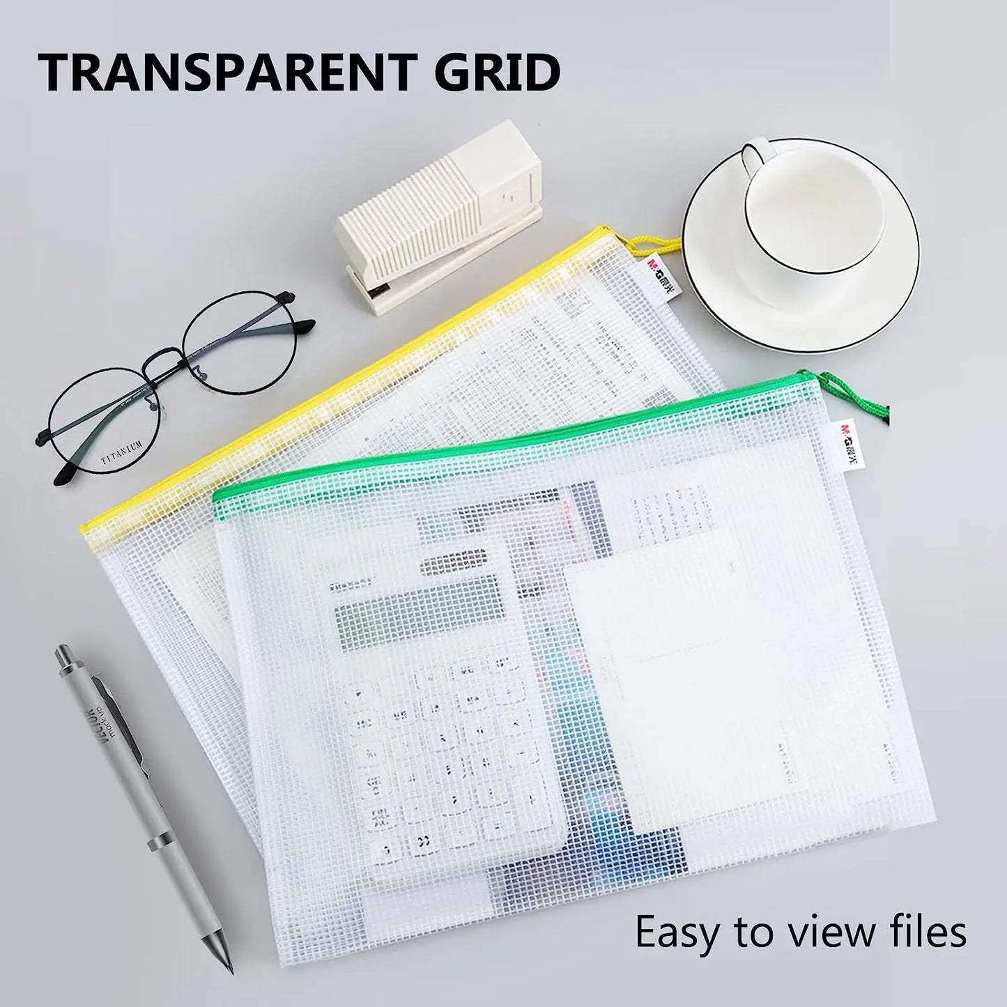 A3 A4 A5 Plastic Folder File Envelope Poly Stationery Storage Waterproof Zipper PVC Organizer Bag Document Paper Office