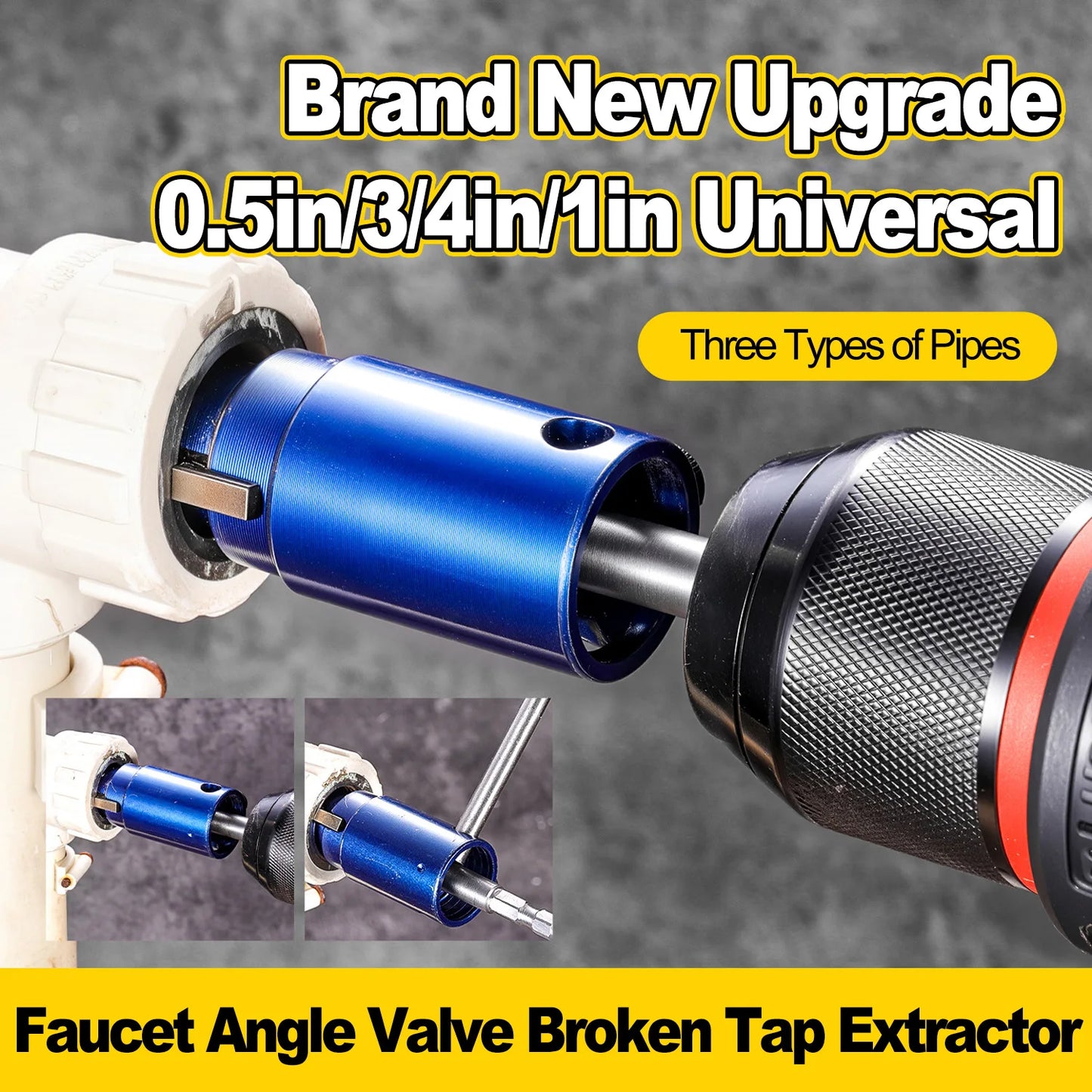 Faucet & Angle Valve Broken Thread Extractor — 4 and 6 Point Screw Removal Tool