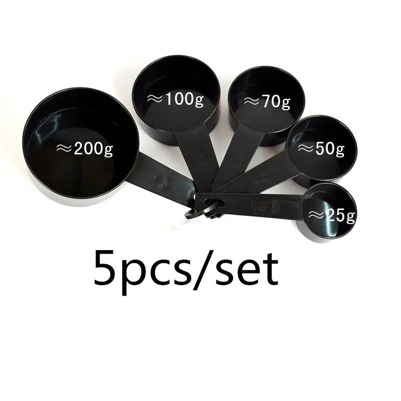 Black Plastic Measuring Cups & Spoons - 5 or 10 Piece Set - photo 2