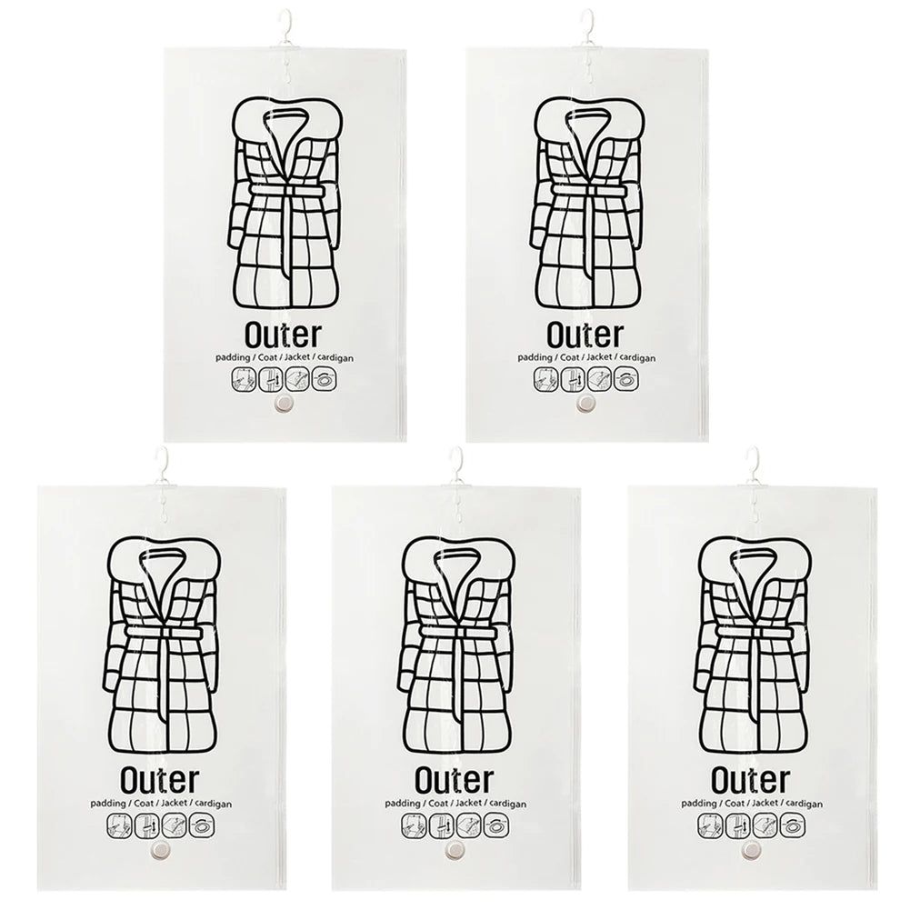 Hanging Vacuum Bag Clothes Organizer Bag Dustproof Clothes Vacuum Storage Bags Wardrobe Quilt Compression Empty Pump Bags