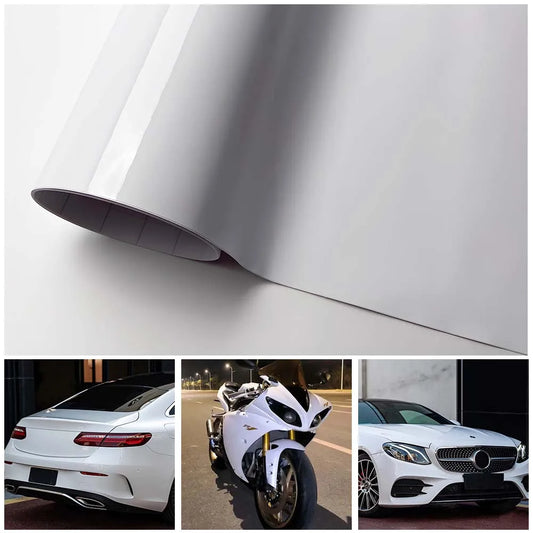 Bright White Vinyl Wrap Self-adhesive Auto Motorcycle Body Wrap Sticker Glossy White Vinyl Film Shiny White Car Accessories