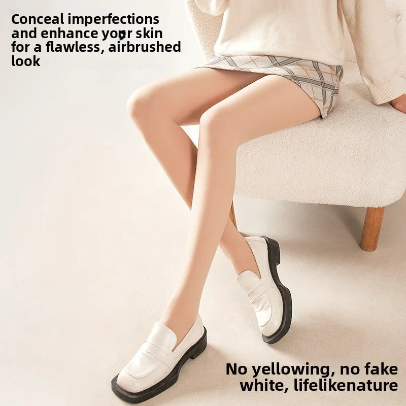 Women's Nude Effect Fleece Lined Tights - Skin Tone Winter Pantyhose - photo 2