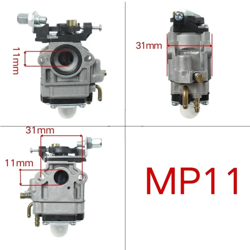 For Walbro TH26 MP11 11mm Chainsaw Brush Cutter Carburetor For 1E34F 1E36F WYJ-138WYK-186 26cc 33cc 2 Stroke Lawn Mower Engine