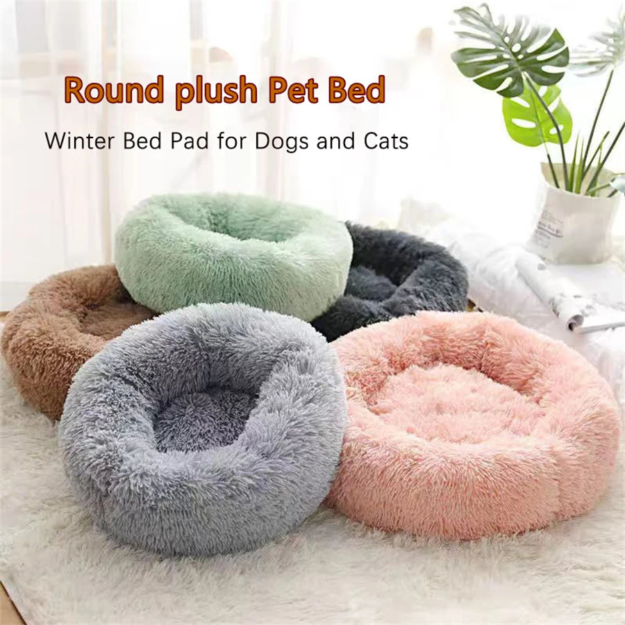 Plush Faux Fur Donut Pet Bed - Round Washable Cat & Dog Pad - photo 5