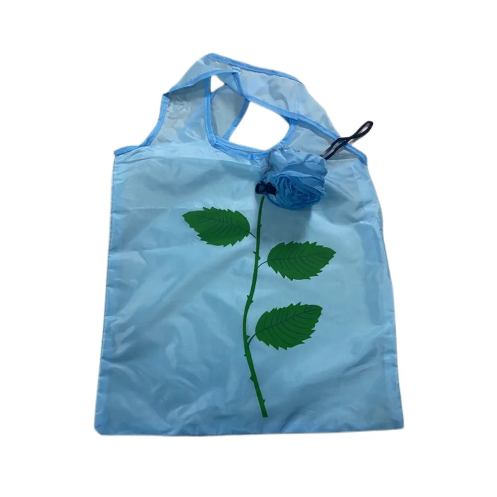 Rose Flower Shopping Bags Portable Storage Organizers Polyester Cloth Eco Large Capacity Women's Bag Travel Foldable Handbag
