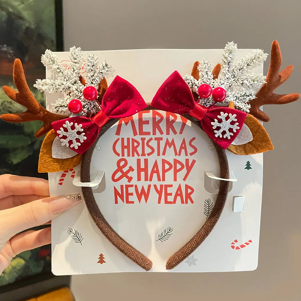 Christmas Decoration Hairband Cute Antler Santa Claus Snowflakes Christmas Eve Headwear Fashion New Year Party Hair Accessories