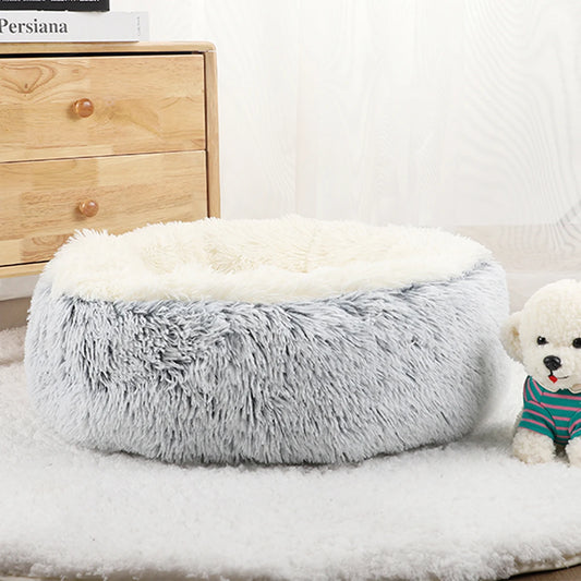 Donut Dog Bed - Round Plush Calming Bed for Large Dogs