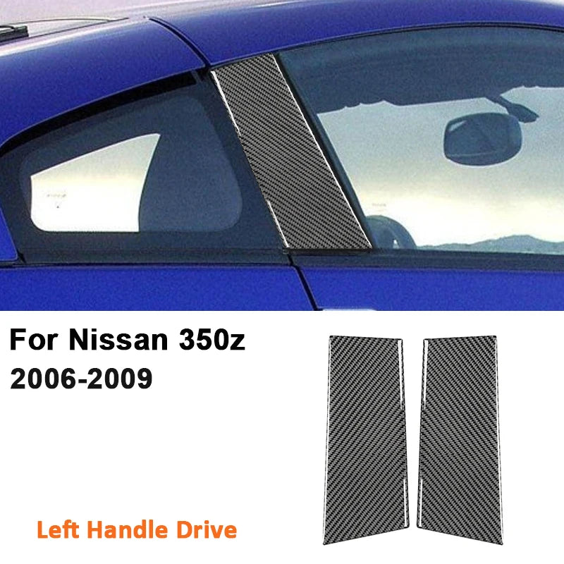 For Nissan 350Z 2003-2009 Carbon Fiber 2PCS Car Door B-Pillar Protection Strips Decoration Sticker Auto Exterior Accessories