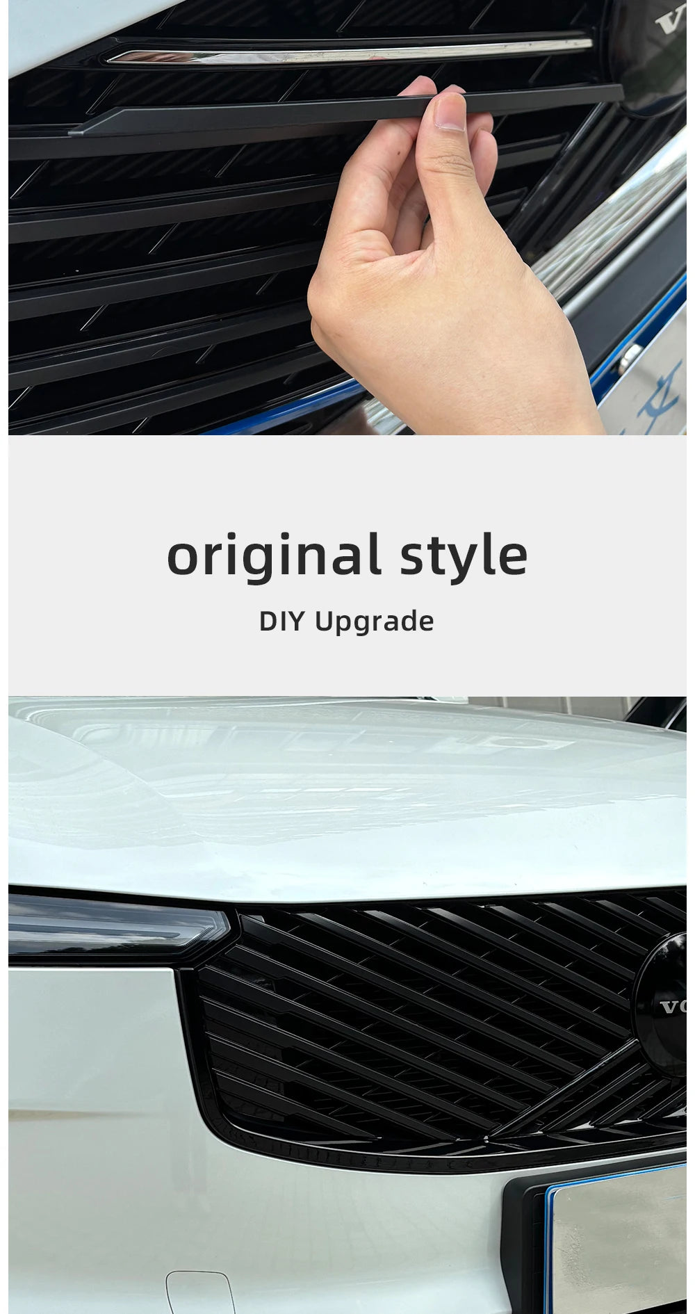 Volvo XC60 XC90 S90 2026 Grille Modification Upgrade – ABS Bright Black Double-Sided Adhesive Install