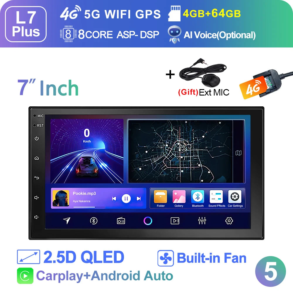 LEHX Wireless Carplay 2din Android 14 Car Radio Multimedia Video Player Universal 7/9/10 inch AutoRadio GPS Navigation 4G WiFi