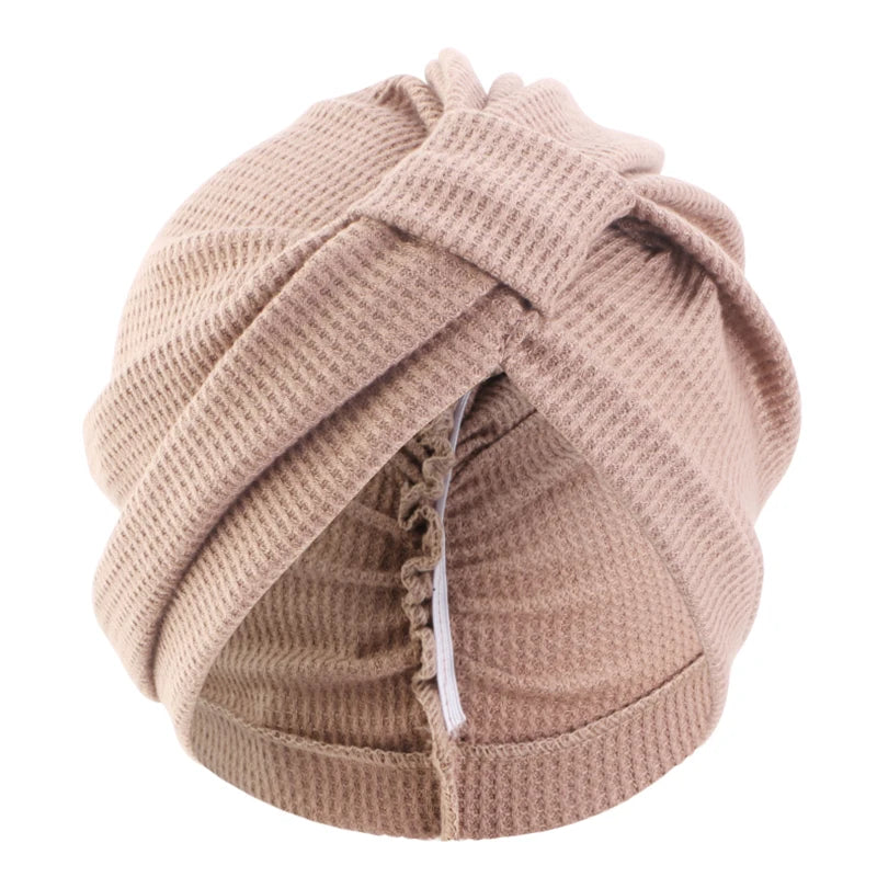 Women's Waffle Cotton Head Scarf Hat