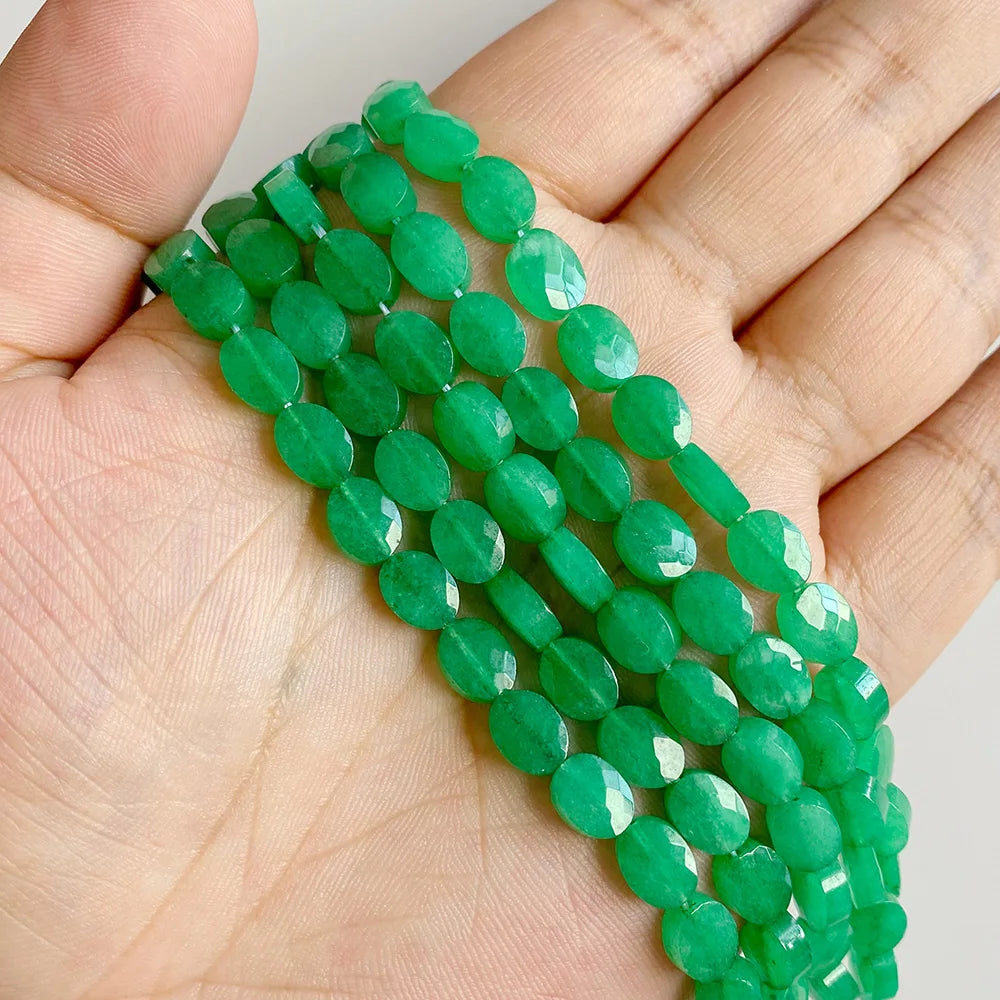 Healing Faceted Gems Beads Oval Shape Natural Crystal Jaspers Stone Loose Beads For Jewelry Making Necklace DIY Bracelet 6x8mm