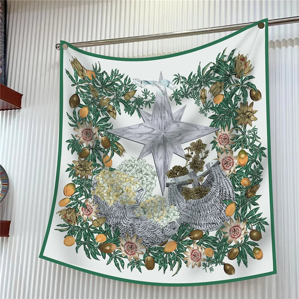 90cm Elegant Floral Silk Scarf for Women - Versatile Fashion Accessory