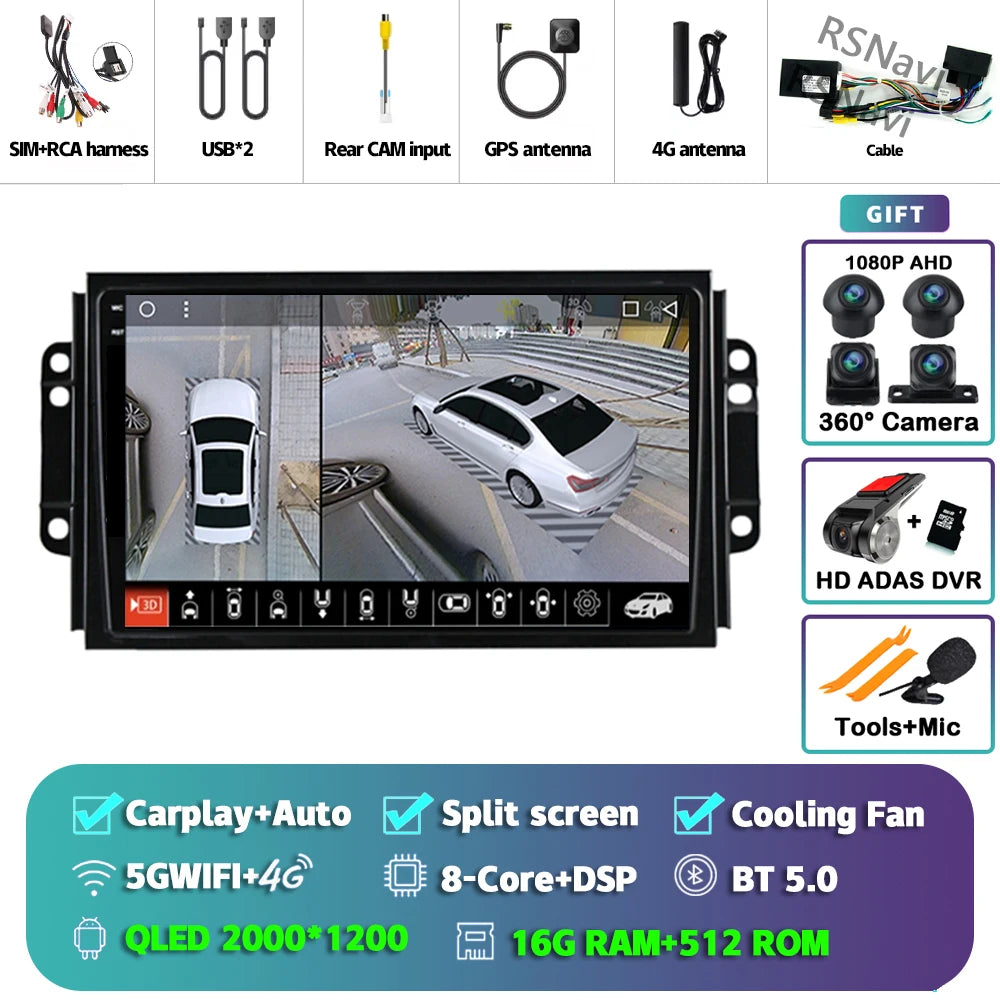Car Stereo with Apple CarPlay & Android Auto, Compatible with Chery Tiggo 3 3X & Tiggo 2 (2016-2020)