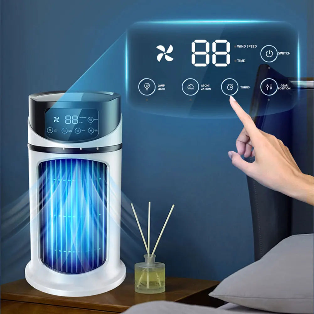Portable Misting Desk Fan – Quiet Air Cooler with Humidifier & Timer for Home & Office