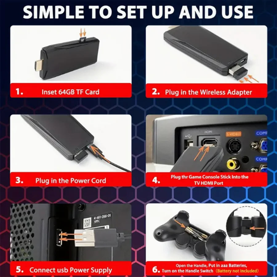Basix 4K Retro Gaming Stick – 20,000+ Games, 64GB, 2.4G Dual Wireless Controllers | Thanksgiving Gift