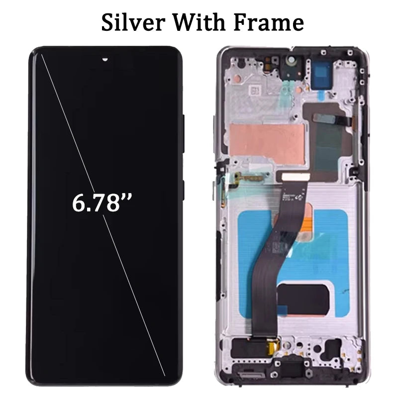 AMOLED S21 Ultra Screen Assembly for Samsung S21 Ultra 5G G998B G998B/DS Lcd Display Touch Screen Frame with Fingerprints