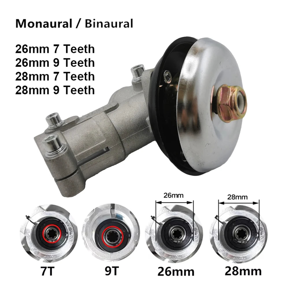 26/28mm 7/9T Strimmer Gear Head Gearbox Brush Cutter Grass Trimmer Lawn Mower Part Lawn Trimmer Accessory Brush Cutter Gear Head
