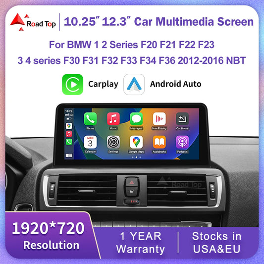 Wireless CarPlay & Android Auto Display Screen, Compatible with BMW 1 2 3 4 Series F20-F36 (NBT)