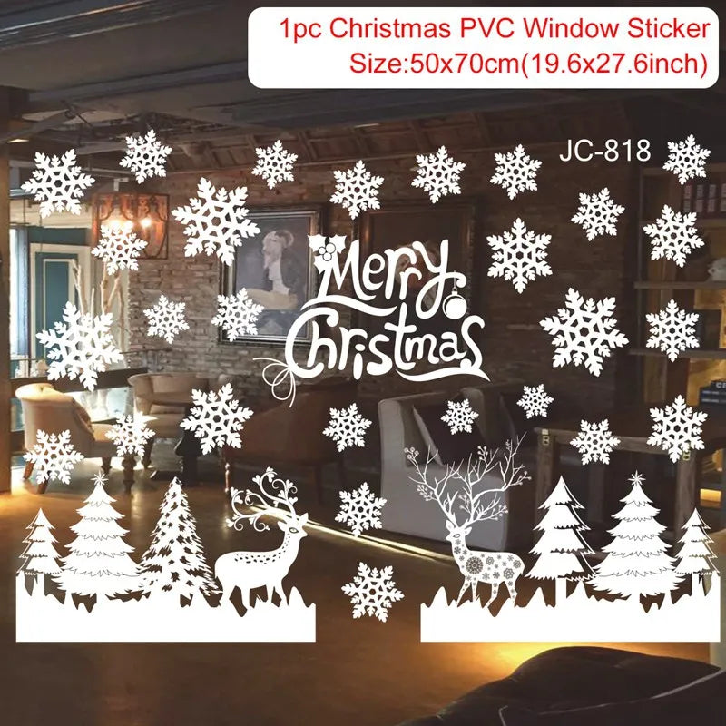 Christmas Wall Window Stickers Marry Christmas Decoration For Home 2026 Christmas Ornaments Xmas Navidad Gift New Year 2026