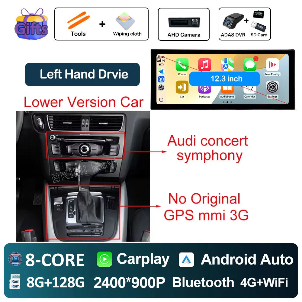 Android Car Screen for Audi A4 B8 & A5 (2009–2016) — Wireless CarPlay, GPS, 4G, DSP, Ultra-Thin Display