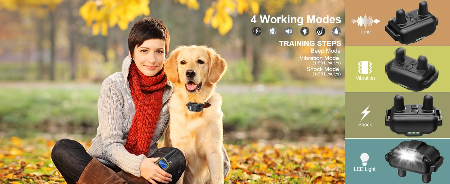 Dog Shock Collar- [New Edition]Dog Training Collar for Large Medium Small Dogs IPX7 Waterproof Rechargeable E Collar with Beep,