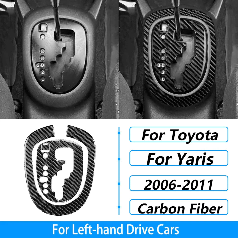 For Toyota Yaris 2006-2011 Carbon Fiber Central Control AC CD Air Outlet Gear Shift Panel Cover Trim Set Car Accessories Sticker