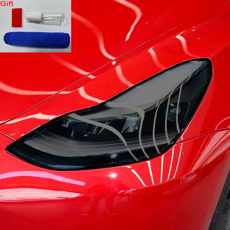 Headlight Tint Smoke Black TPU Protective Film – Compatible with Tesla Model 3, Y, S, X