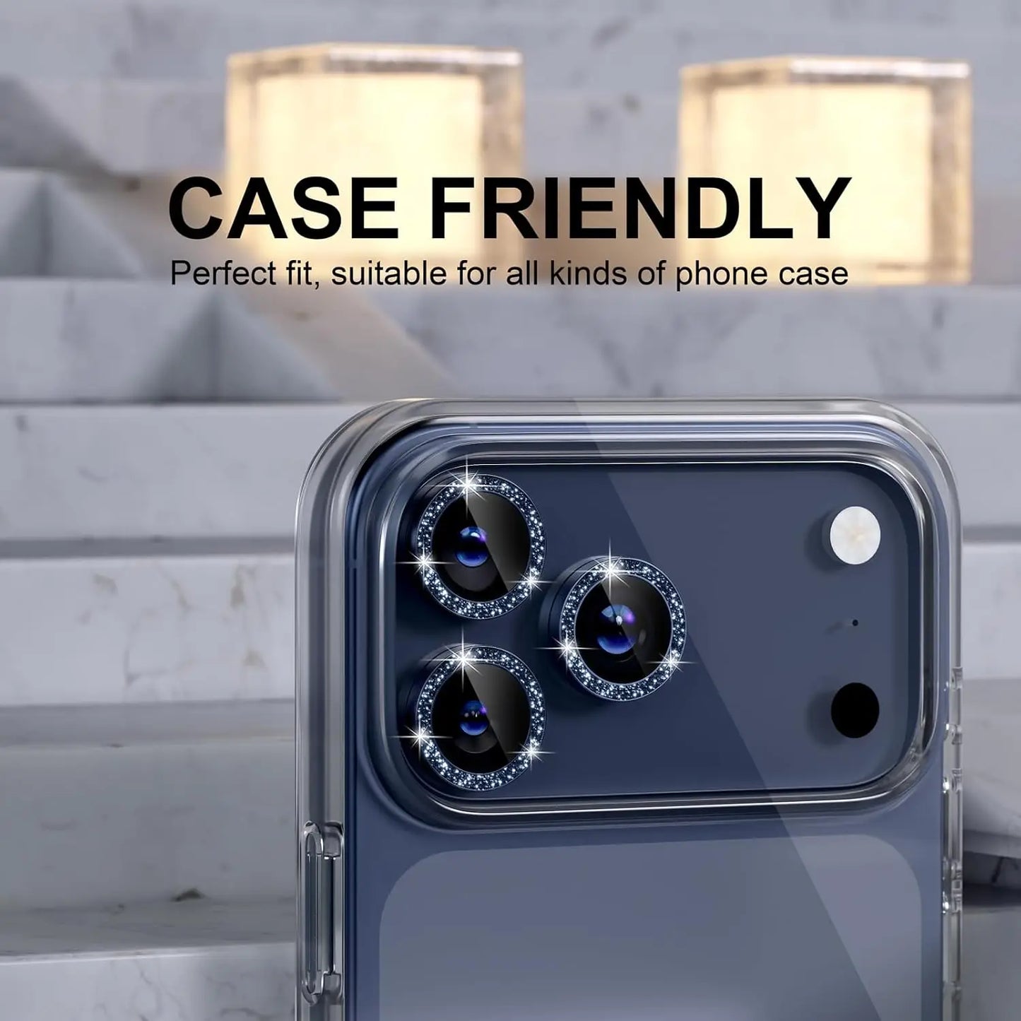 Bling Glitter Diamond Metal Frame Camera Protector For IPhone 17 Pro Max Air 17Pro Alloy Lens Tempered Glass Film Ring Cover Cap