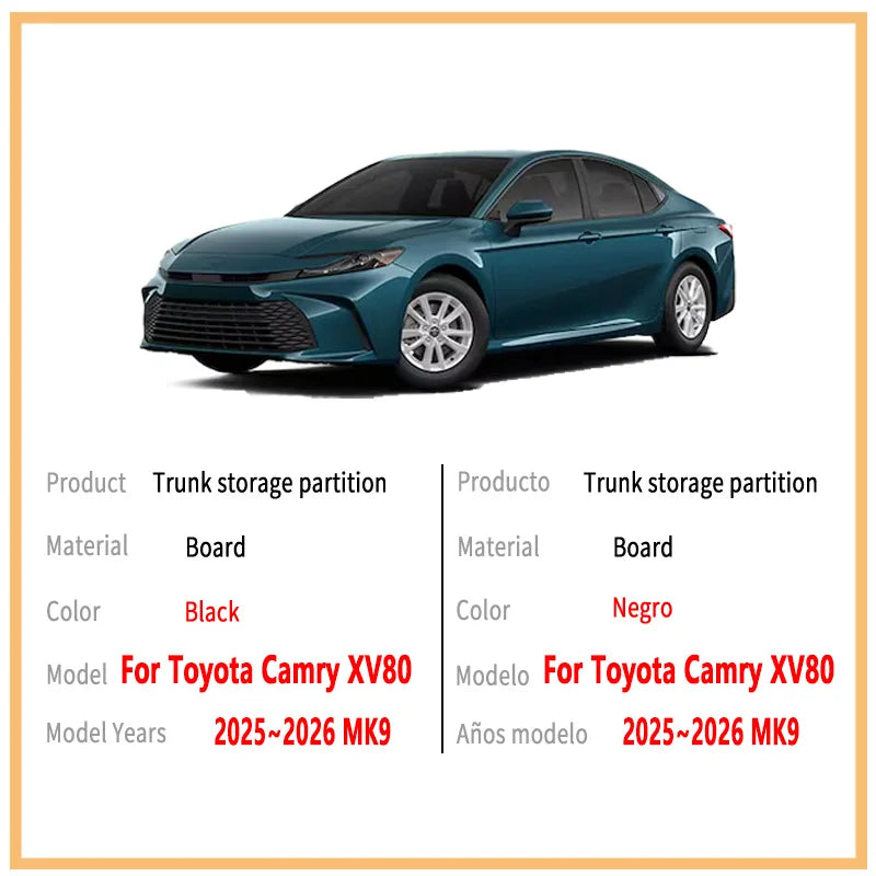 Auto Accessories For Toyota Camry 2025~2026 XV80 Car Organizer Thickening Trunk Side Partition Trunk Interior Storage Box Parts