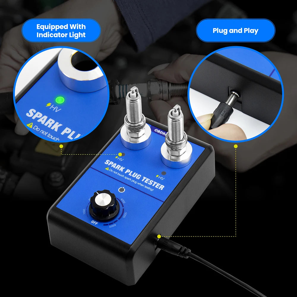 Car Spark Plug Tester Double hole Diagnostic Tool Car 12V Spark Tester 0-6000rpm Auto Engine Ignition Coil  Detector Tools