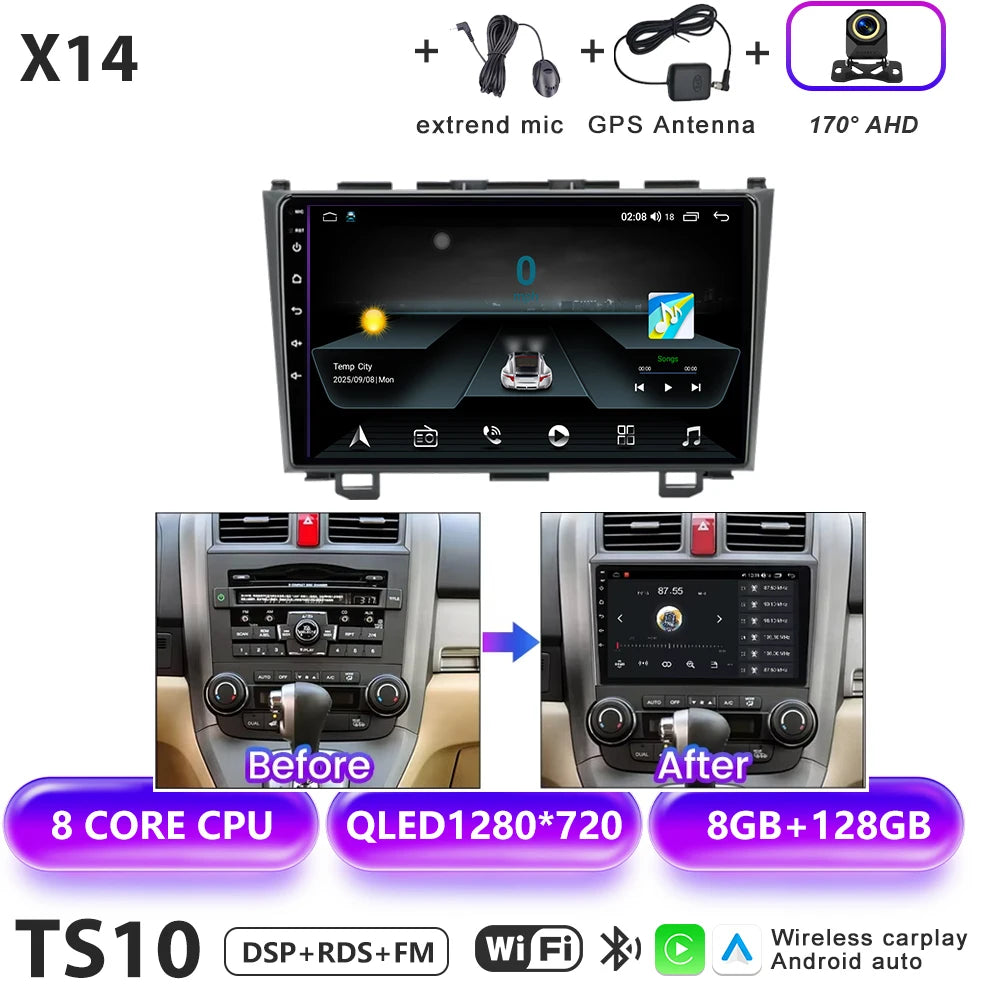 Carplay Car Radio For Honda CR-V 3 RE CRV 2007-2011 Android 16 Multimedia Video Player 2 Din Navigation GPS DVD Head Unit 8Core
