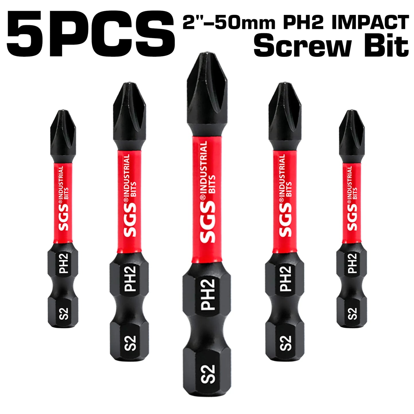 Industrial-Grade Super Strong Magnetic Ph2 Phillips Screwdriver Bits 50mm Set – S2 Alloy Tool Steel Wear-Resistant Electric Drill Bits, Suitable for Impact Drills/Electric Screwdrivers, 5/10/20 Pieces in Lightweight Pouch