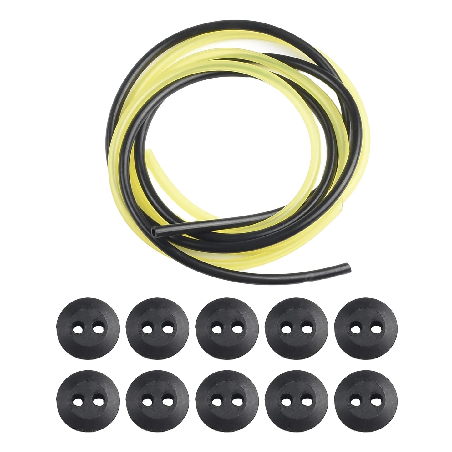 12pcs 2 Holes Fuel Tank Grommet Rubber With Fuel Line Pipe For Brush Cutter Grass Trimmer  Engine Part Garden Tool