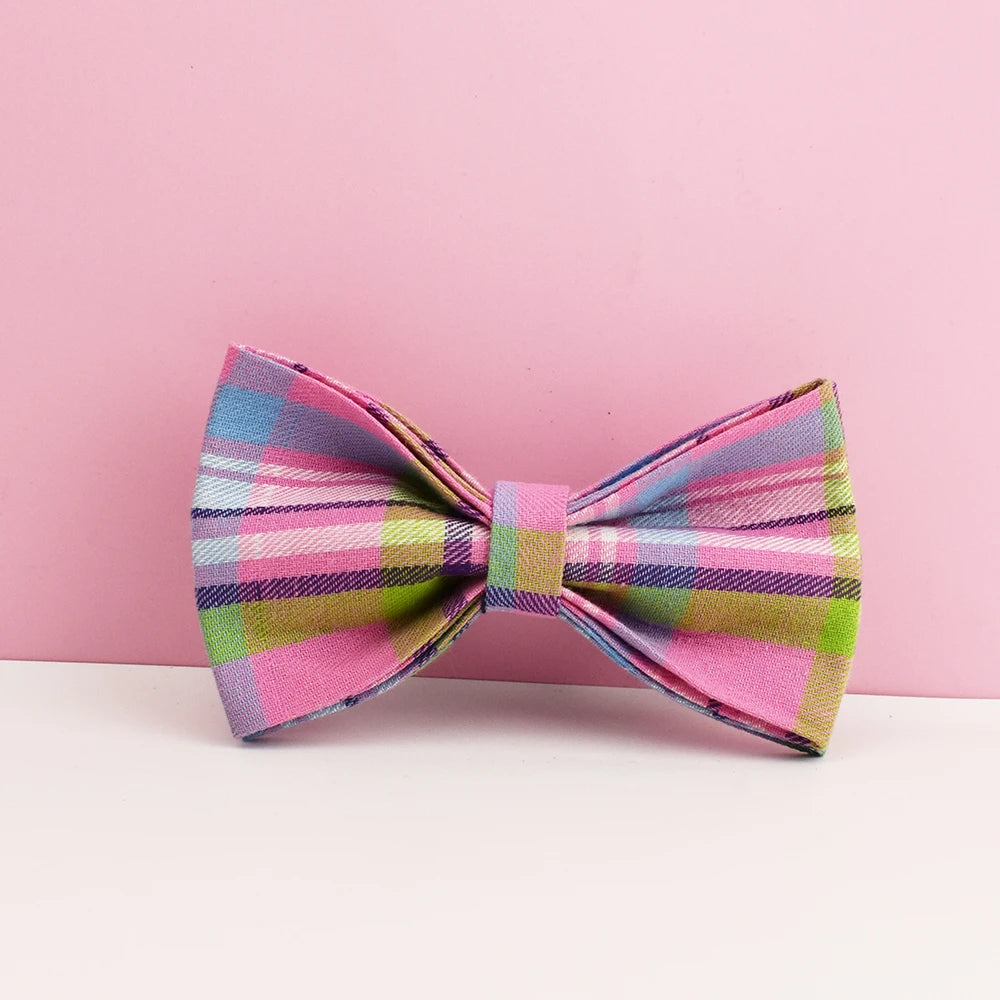 Padded Dog Collar & Leash Set - Plaid & Velvet Bow Styles, S-XL - photo 2