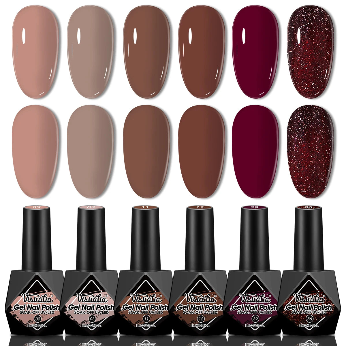 Pink Gel Nail Polish Set - 6pcs All Season Gel Nail Polish Set, UV Gel Polish, Hypoallergenic, Shimmery Finish - Suitable for Na