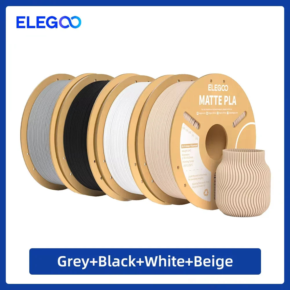 ELEGOO Matte PLA Filament 1KG,1.75mm FDM 3D Printer Filament Dimensional Accuracy +/- 0.02mm, 1kg Carboard Spool (2.2lbs)