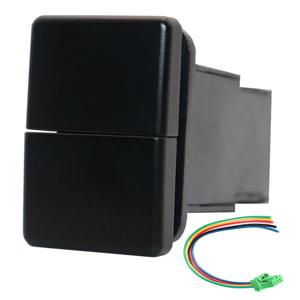 12V Dual Push Button Switch ON-Off Blue/Green Backlit 32.5mm X 22mm for Toyota 4Runner Hilux Prado RAV4, with Connector Wire