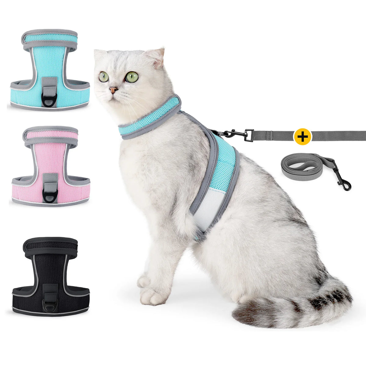 Cat Harness-Escape Proof Adjustable Cat Harness,Comfortable Soft,Walking Travel Kitten Harness for Small Medium Large Cats
