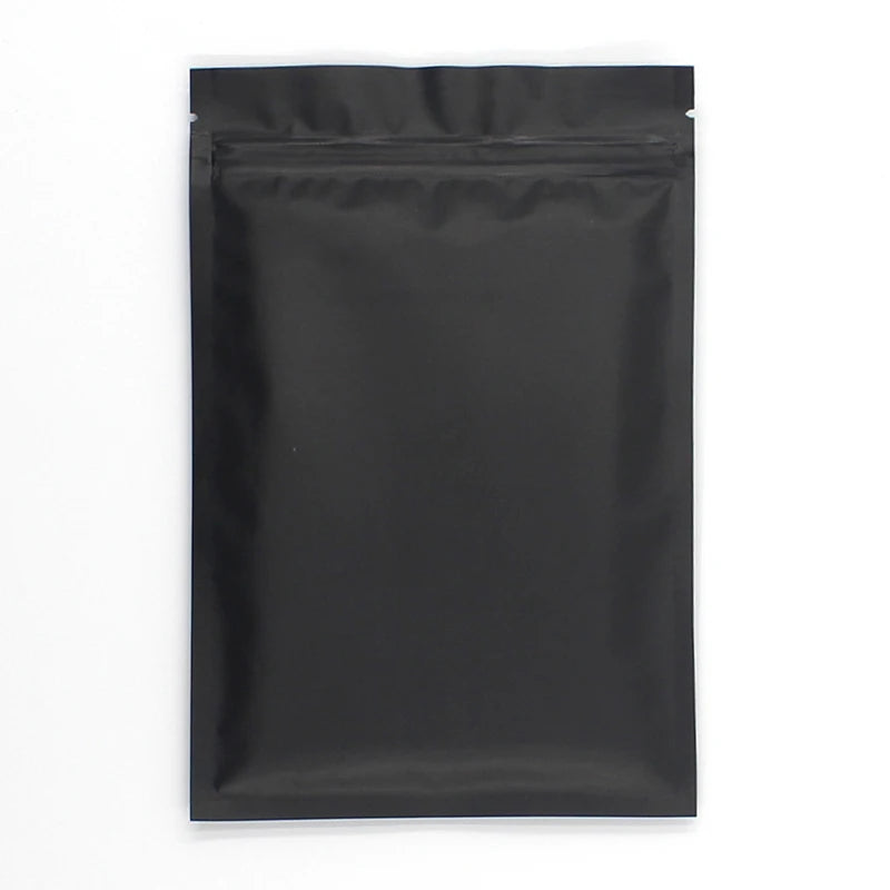 Resealable Coffee Herb Powder Zipper Pack Bag Smell Proof Flat Pouches Matte Black Small Aluminum Foil Zip Lock Mylar Bags