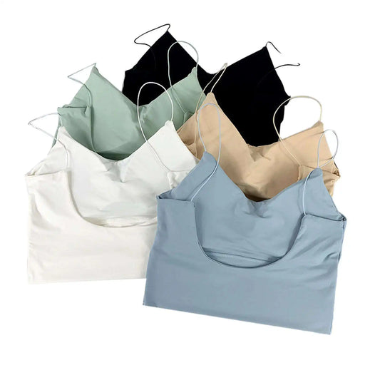 Women's Seamless Ice-Silk Camisole Tank Top with Padded Bralette - photo 2
