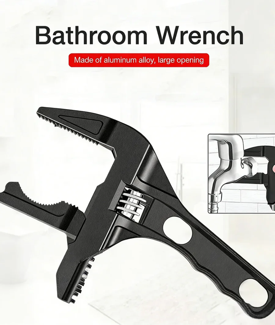 Multifunctional Bathroom Wrench High Carbon Steel Short Handle Wrench Large Opening Faucet Sink Water Heating Installation Tool