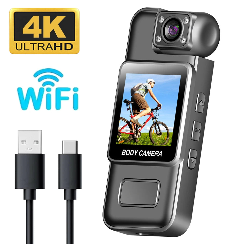 4K WiFi Mini Action Camera — Night Vision Wearable Body Cam