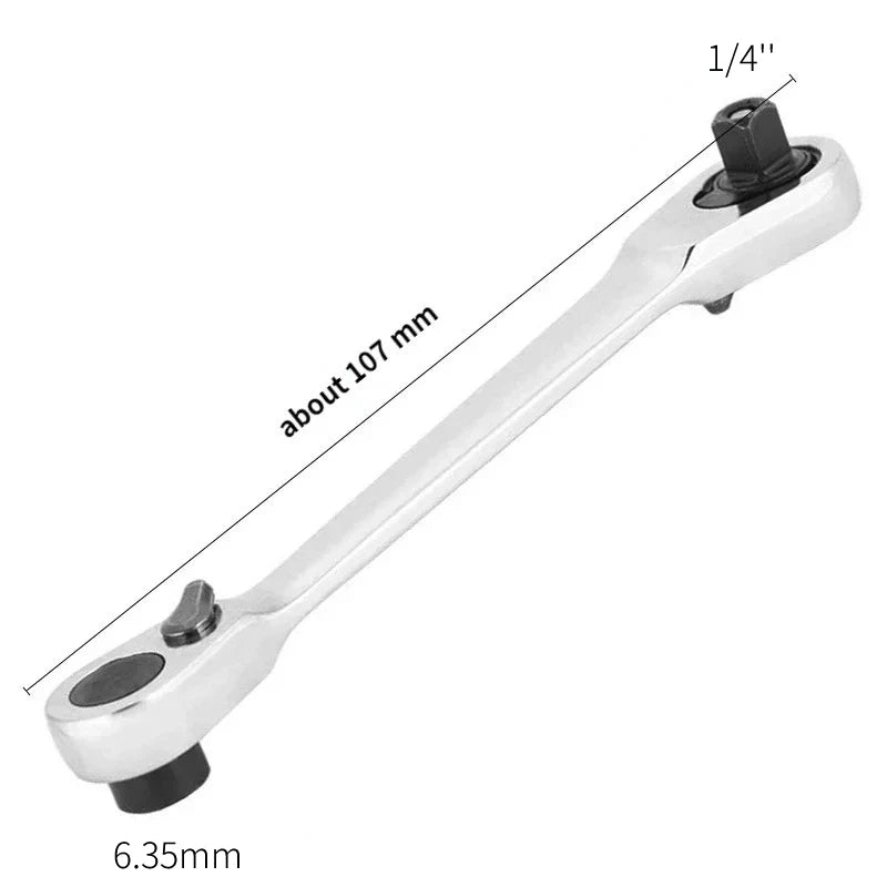 1/4 Ratchet Double Head Fast Ratchet Wrench Double-Ended Mini Socket Wrench Set Bicycle Workshop Tool Hand Tools