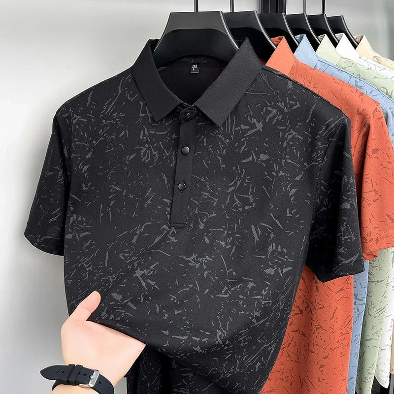 Men's Modern Polo Tee - Printed Pattern, Slim Fit Daily Style