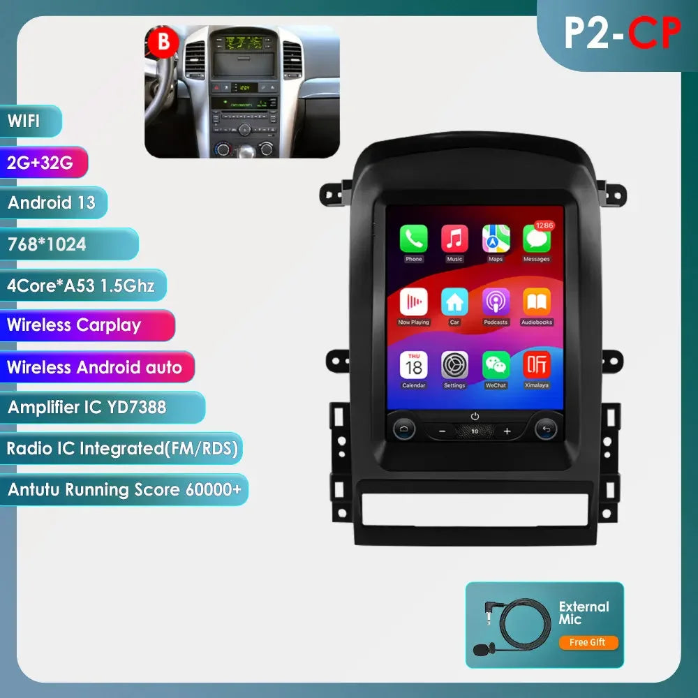 9.7"Android 14 Autoradio for Chevrolet Captiva 2006-2012 multimedia Video player GPS navi Stereo Audio 2din Carplay Touch Screen